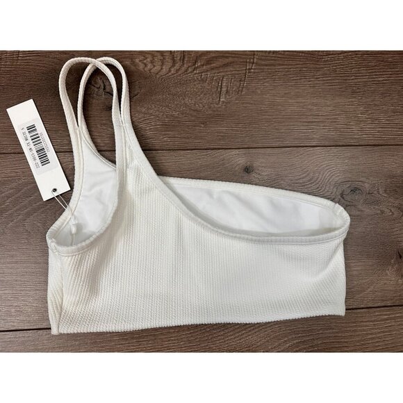 SIMKHAI womens Umi Textured One-Shoulder Strappy Bikini Top, S, White NWT - Picture 6 of 11
